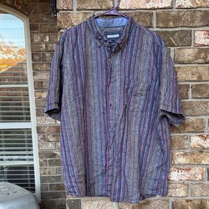 32 Bar Blues multi color linen short sleeve men’s shirt size XXL